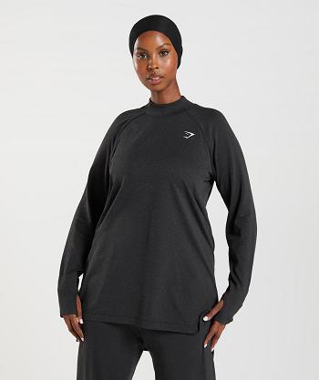 Corp Tops Gymshark Vital Seamless Long Line Mujer Negras | CO 2413PJJ